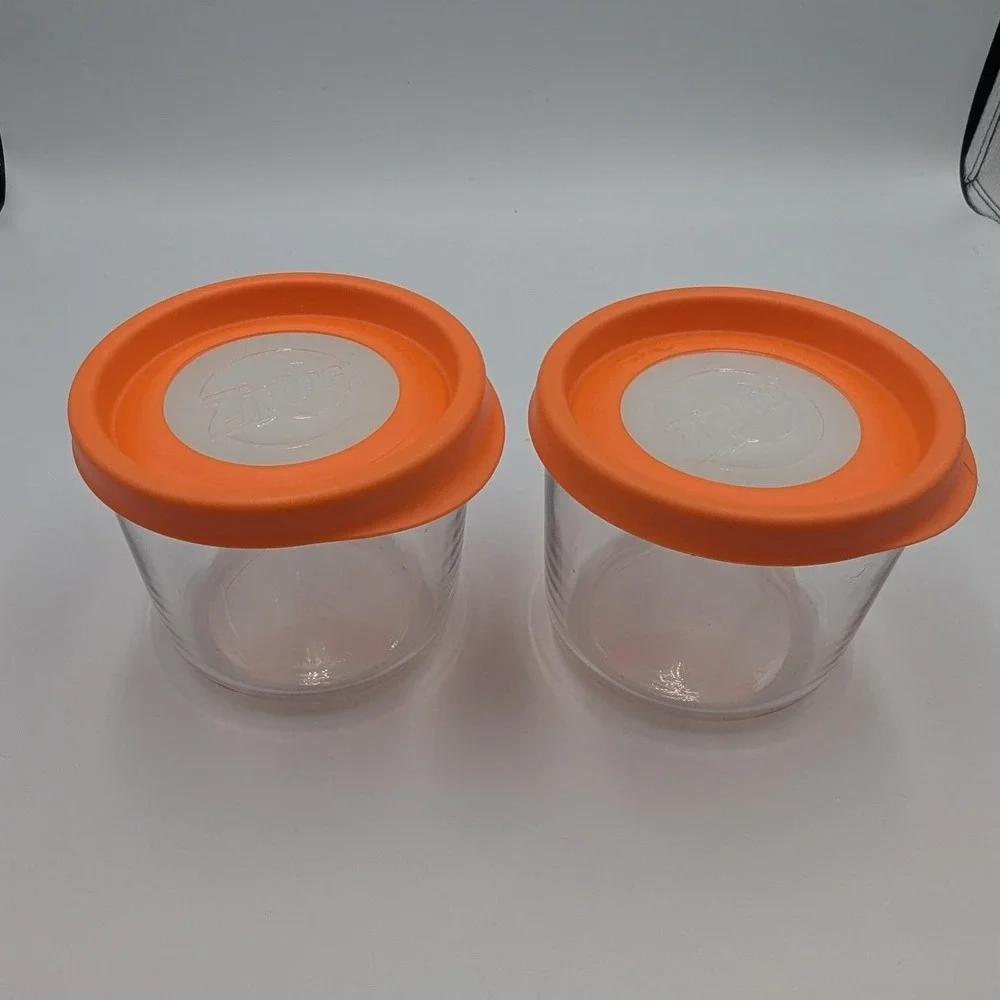 (2) Ziploc Versa Glass Food Storage Container 25 oz Orange Lid Tempered J180